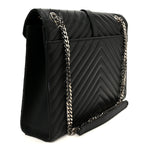 Smooth Calfskin Matelasse Chevron Large Monogram Satchel Black
