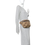 Monogram Jumbo GG Textured Dollar Calfskin Web Belt Bag Camel Ebony New Acero