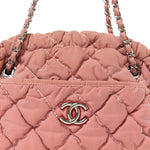 Nylon Bubble Quilt Shoulder Bag Red White