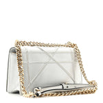 Metallic Grained Calfskin Diorama Wallet on Chain Pouch Silver