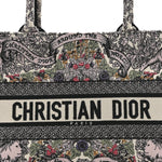 Canvas Embroidered Medium Book Tote White Multicolor