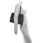 Caviar Quilted Grand Shopping Tote GST Black