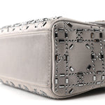 Satin Crystal Cannage Mini Lady Dior Gray
