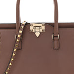 Vitello Small Rockstud Double Handle Tote Antique Rose