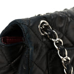 Washed Lambskin Quilted Maxi Single Flap Black
