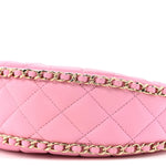 Lambskin Quilted Small Hobo Bag Pink