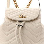 Calfskin Matelasse GG Marmont Flap Backpack White