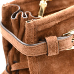 Suede Triangle Medium Bonnie Shoulder Bag Cacao