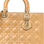 Patent Cannage Large Lady Dior Dark Beige