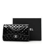 Patent Quilted Jumbo Double Flap Black