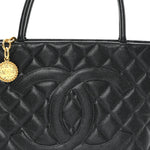 Caviar Quilted Medallion Tote Black