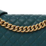 Caviar Quilted Medium Boy Flap Dark Green