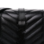 Grain De Poudre Textured Mixed Matelasse Triquilt Small Monogram Monochrome Satchel Black