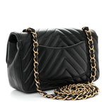 Lambskin Chevron Quilted Mini Rectangular Flap Black