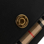 Coated Canvas Calfskin Vintage Check Medium Note Crossbody Bag Black