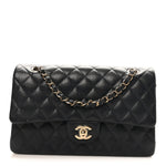Caviar Quilted Medium Double Flap Navy