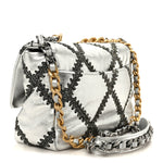 Metallic Calfskin Crochet Medium Chanel 19 Flap Silver
