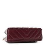 Shiny Lambskin Chevron Quilted Nano Kelly Shopper Dark Burgundy
