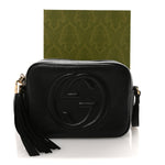 Pebbled Calfskin Small Soho Disco Bag Black