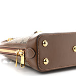 GG Supreme Monogram Azalea Calfskin Small Horsebit 1955 Top Handle Bag Beige Ebony Brown Sugar