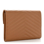 Grain De Poudre Matelasse Chevron Monogram Envelope Clutch Natural Dark