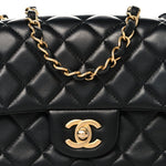Lambskin Quilted Mini Rectangular Flap Black