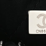 Denim Quilted Floral Print Mini Chanel 22 Black Grey