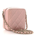 Caviar Quilted Clutch with Chain Light Pink