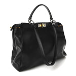 Calfskin Calf Hair Leopard Print Large Peekaboo Iconic Satchel Black