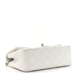 Metallic Caviar Quilted Mini Top Handle Rectangular Flap White
