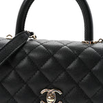 Caviar Quilted Mini Coco Handle Flap Black
