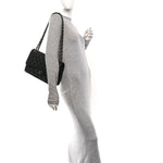 Iridescent Caviar Quilted Jumbo Double Flap Black
