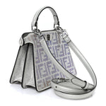 Iridescent Crystal Vitello Laminato Suede FF Petite Peekaboo I SEE U Satchel Cappuccino