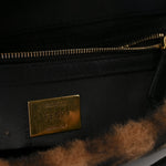 Shearling Vitello Dolce Macro FF 1974 Baguette Tobacco Black