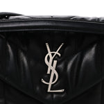 Lambskin Quilted Small Loulou Puffer Monogram Chain Satchel Black