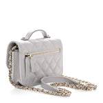 Caviar Quilted Mini Business Affinity Flap Grey