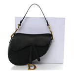 Grained Calfskin Saddle Bag Black