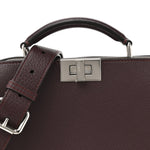 Cuoio Romano Vitello Cover Glazed Fabric Bi-Color FF 1974 Mini Peekaboo I SEE U Satchel  Ghianda Grezzo