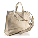 Metallic Vegan Leather Medium Shopping Bag Gold
