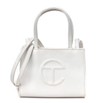 Vegan Leather Small Shopping Bag White