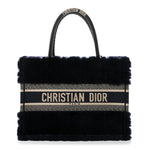 Shearling Cannage Medium Book Tote Deep Blue Natural