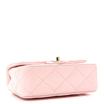 Shiny Lambskin Quilted Mini Twisted Links Top Handle Flap Light Pink