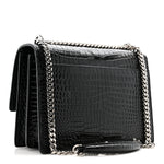 Calfskin Crocodile Embossed Medium Monogram Sunset Black