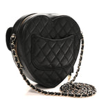 Lambskin Quilted CC In Love Heart Bag Black