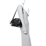 Crinkled Calfskin Small Grand Tour Bowling Bag Black