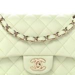 Caviar Quilted Small Double Flap Light Green