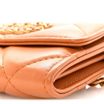 Lambskin Quilted Chanel 19 Flap Coin Purse With Chain Light Brown