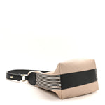 Calfskin Stitched Large Stripe Hobo Beige Black