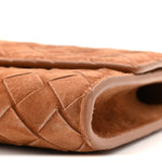 Suede Intrecciato Long Andiamo Top Handle Clutch  Amber