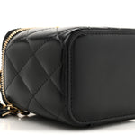 Calfskin Quilted Mini Perfect Fit Vanity Case With Chain Black